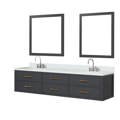 Castor 80 in W x 22 in D Black Double Bath Vanity