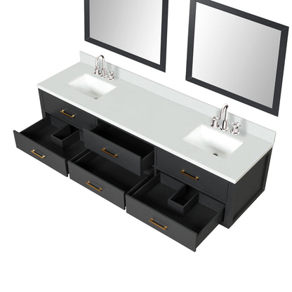 Castor 80 in W x 22 in D Black Double Bath Vanity