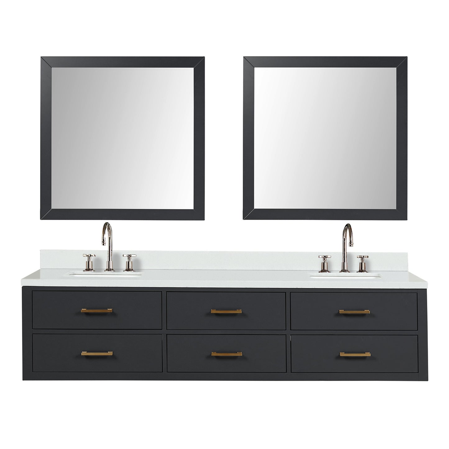 Castor 80 in W x 22 in D Black Double Bath Vanity