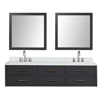 Castor 80 in W x 22 in D Black Double Bath Vanity