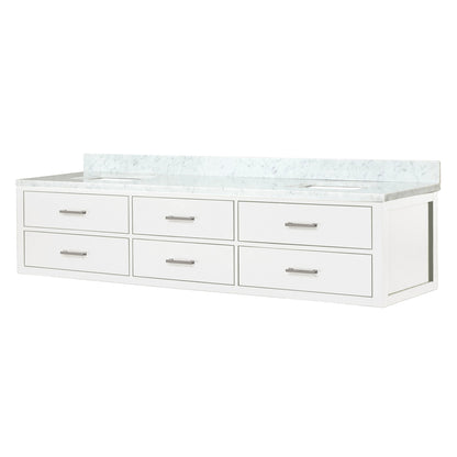 Castor 84 in W x 22 in D White Double Bath Vanity