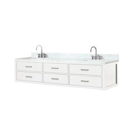 Castor 84 in W x 22 in D White Double Bath Vanity