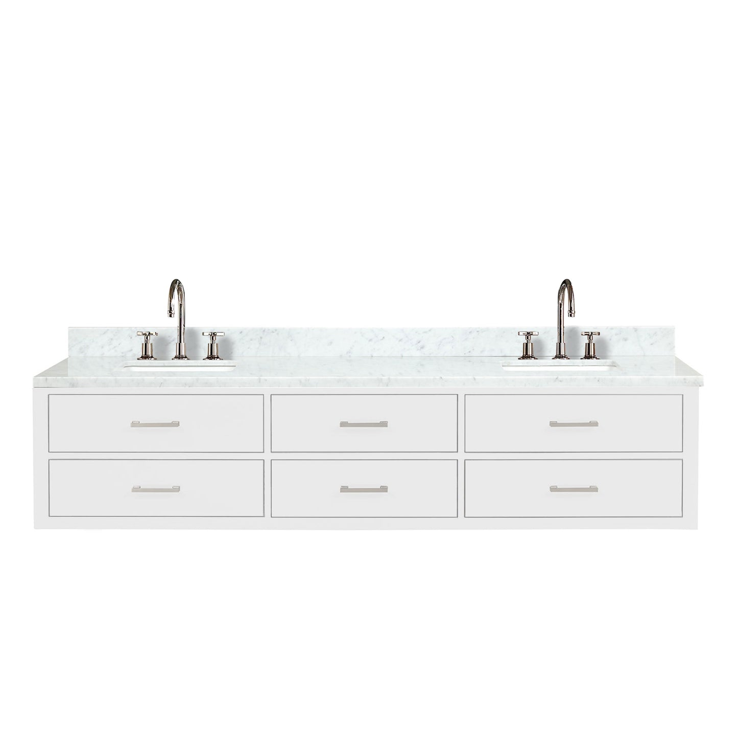 Castor 84 in W x 22 in D White Double Bath Vanity