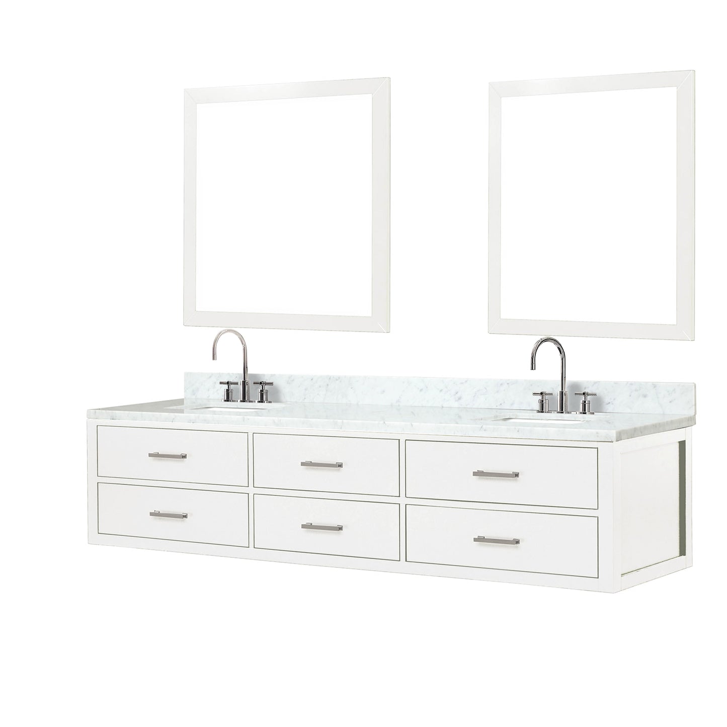 Castor 84 in W x 22 in D White Double Bath Vanity