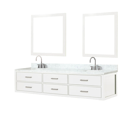 Castor 84 in W x 22 in D White Double Bath Vanity