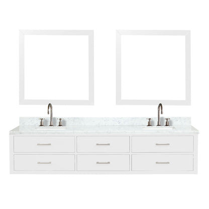 Castor 84 in W x 22 in D White Double Bath Vanity