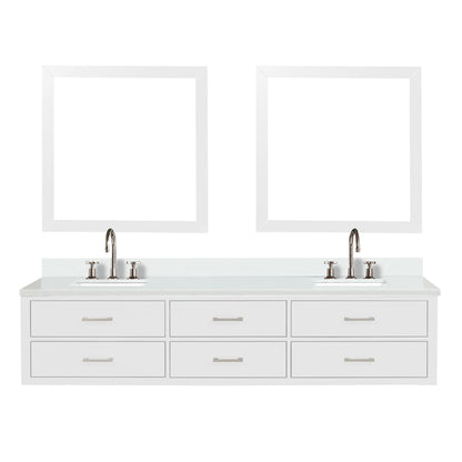 Castor 84 in W x 22 in D White Double Bath Vanity