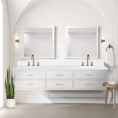 Castor 84 in W x 22 in D White Double Bath Vanity