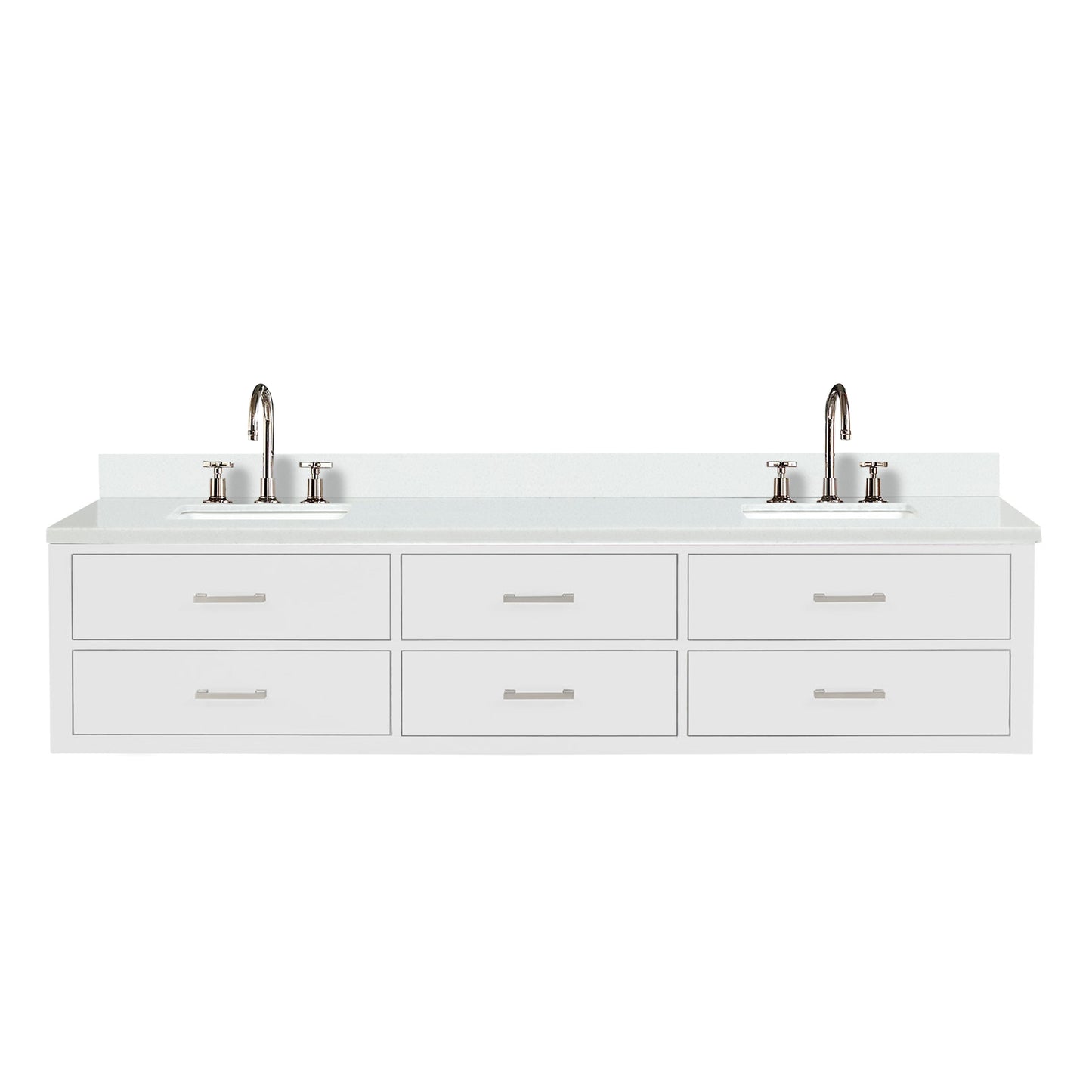 Castor 84 in W x 22 in D White Double Bath Vanity