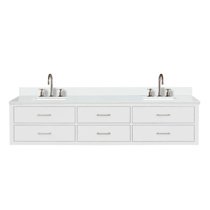 Castor 84 in W x 22 in D White Double Bath Vanity