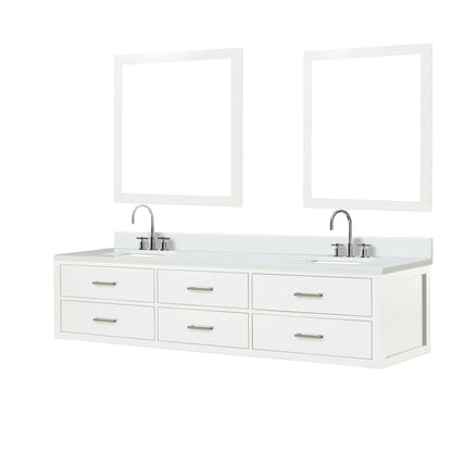 Castor 84 in W x 22 in D White Double Bath Vanity