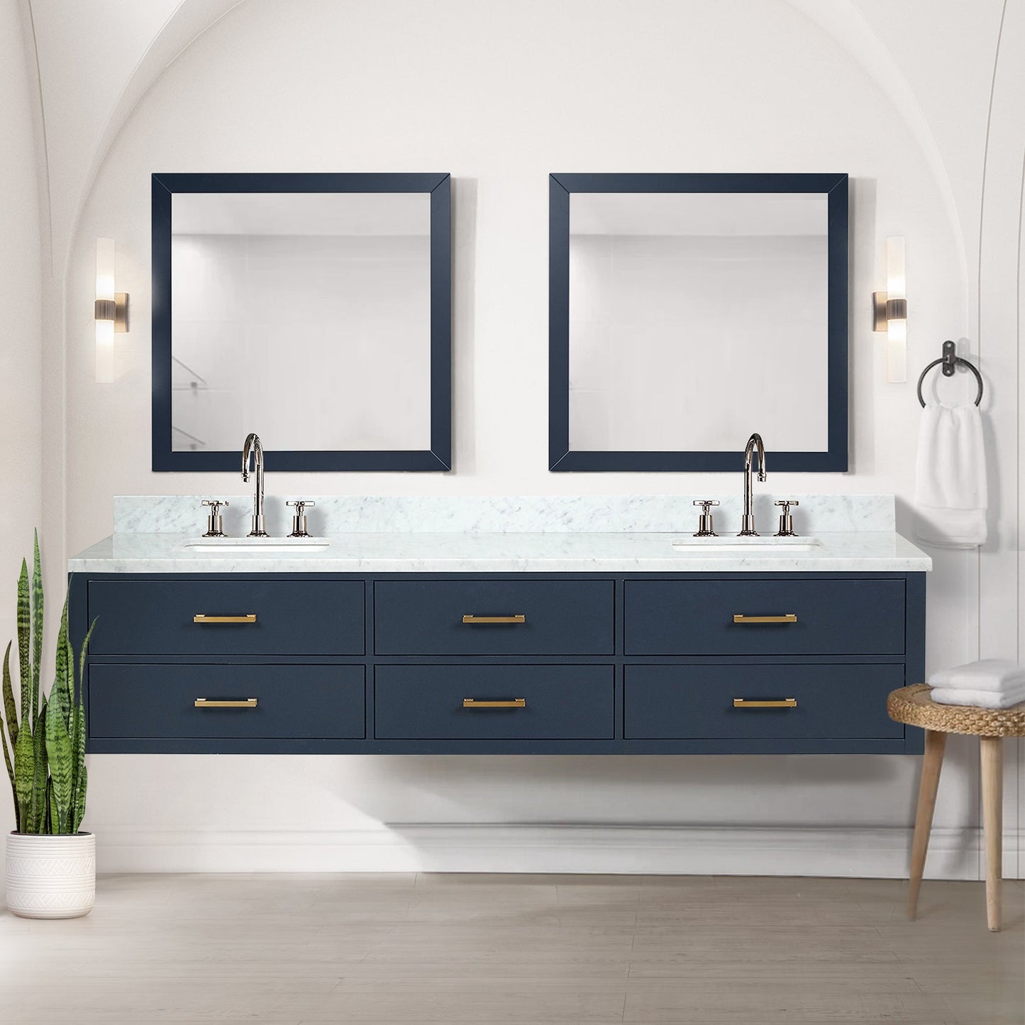 Castor 84 in W x 22 in D Blue Double Bath Vanity