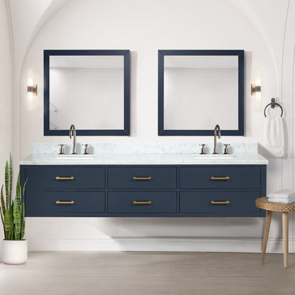 Castor 84 in W x 22 in D Blue Double Bath Vanity