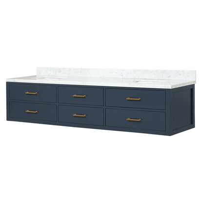 Castor 84 in W x 22 in D Blue Double Bath Vanity