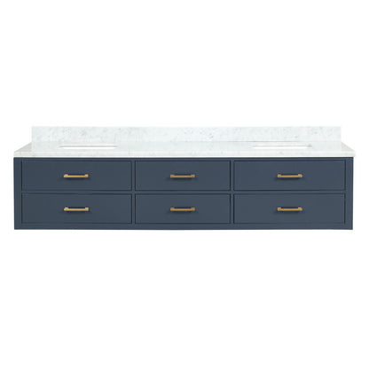 Castor 84 in W x 22 in D Blue Double Bath Vanity