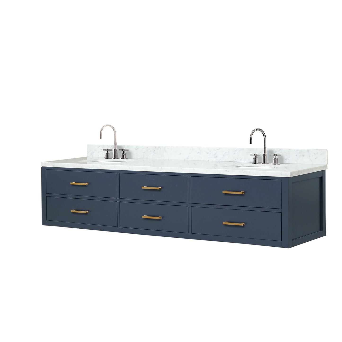 Castor 84 in W x 22 in D Blue Double Bath Vanity