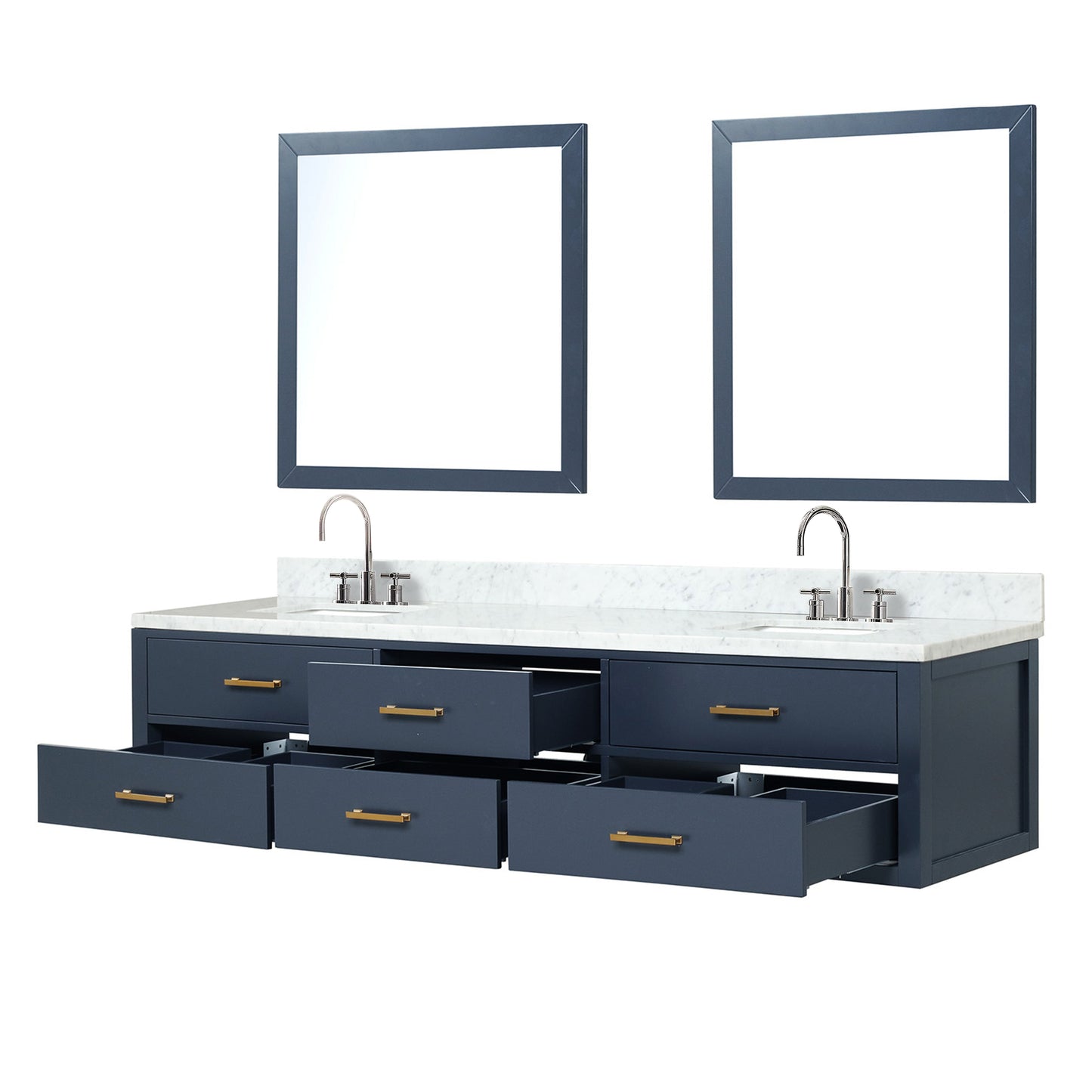 Castor 84 in W x 22 in D Blue Double Bath Vanity