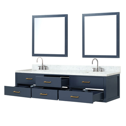 Castor 84 in W x 22 in D Blue Double Bath Vanity