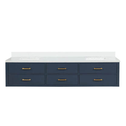 Castor 84 in W x 22 in D Blue Double Bath Vanity