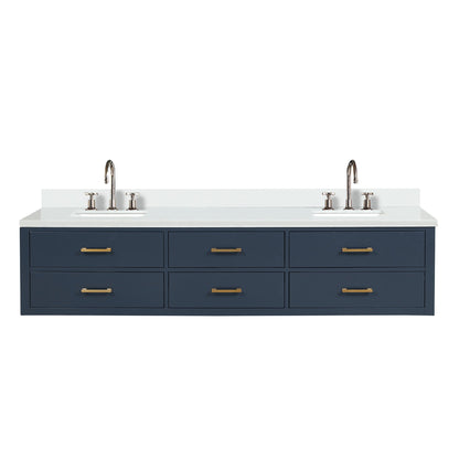 Castor 84 in W x 22 in D Blue Double Bath Vanity