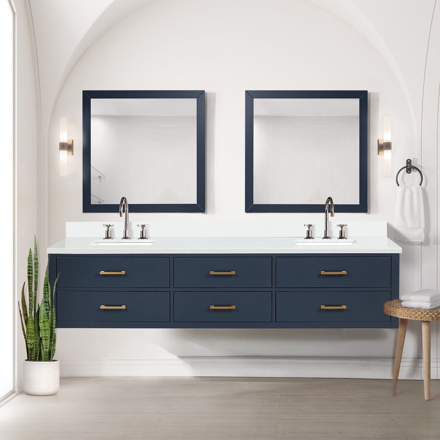 Castor 84 in W x 22 in D Blue Double Bath Vanity