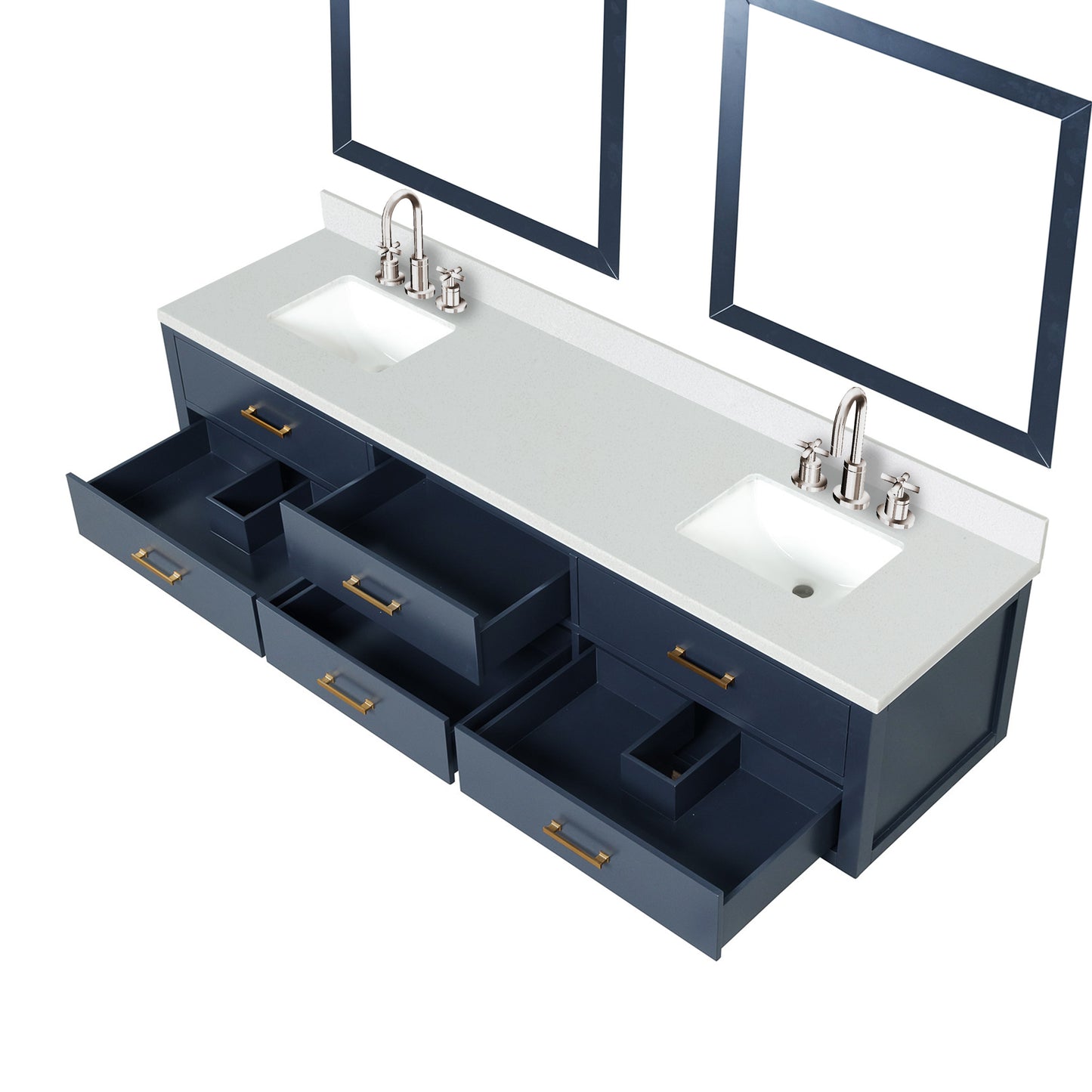 Castor 84 in W x 22 in D Blue Double Bath Vanity
