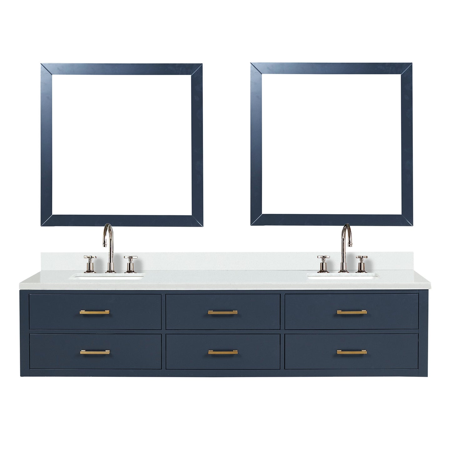 Castor 84 in W x 22 in D Blue Double Bath Vanity