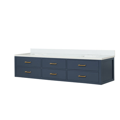 Castor 84 in W x 22 in D Blue Double Bath Vanity