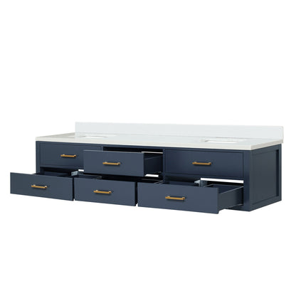 Castor 84 in W x 22 in D Blue Double Bath Vanity
