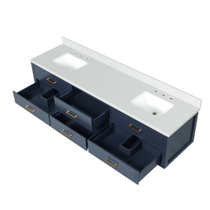 Castor 84 in W x 22 in D Blue Double Bath Vanity