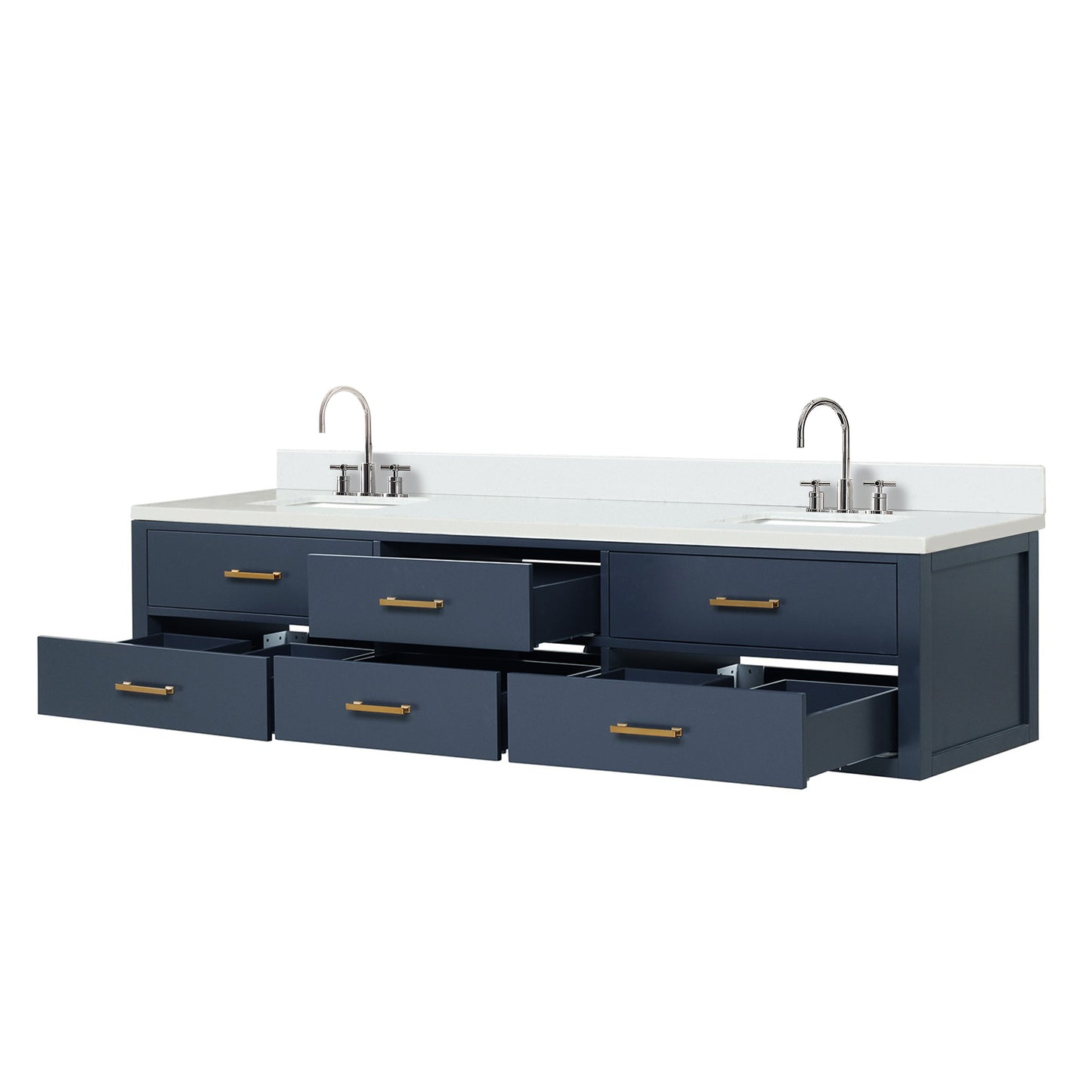 Castor 84 in W x 22 in D Blue Double Bath Vanity