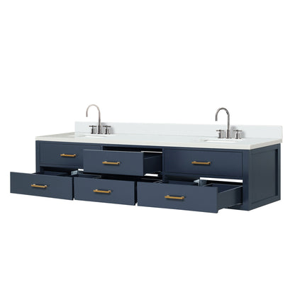 Castor 84 in W x 22 in D Blue Double Bath Vanity