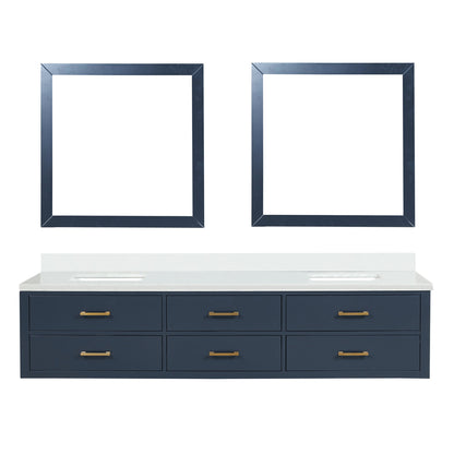 Castor 84 in W x 22 in D Blue Double Bath Vanity