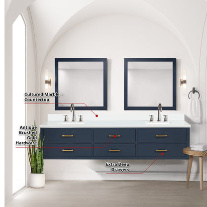 Castor 84 in W x 22 in D Blue Double Bath Vanity