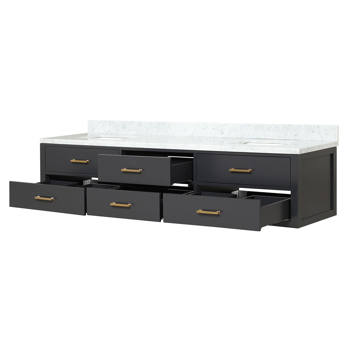 Castor 84 in W x 22 in D Black Double Bath Vanity