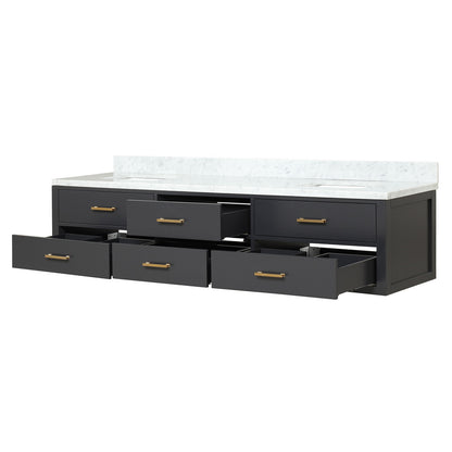 Castor 84 in W x 22 in D Black Double Bath Vanity