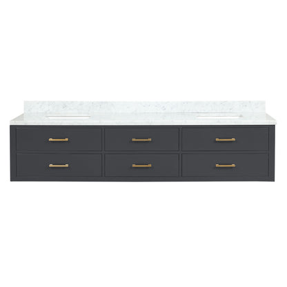 Castor 84 in W x 22 in D Black Double Bath Vanity