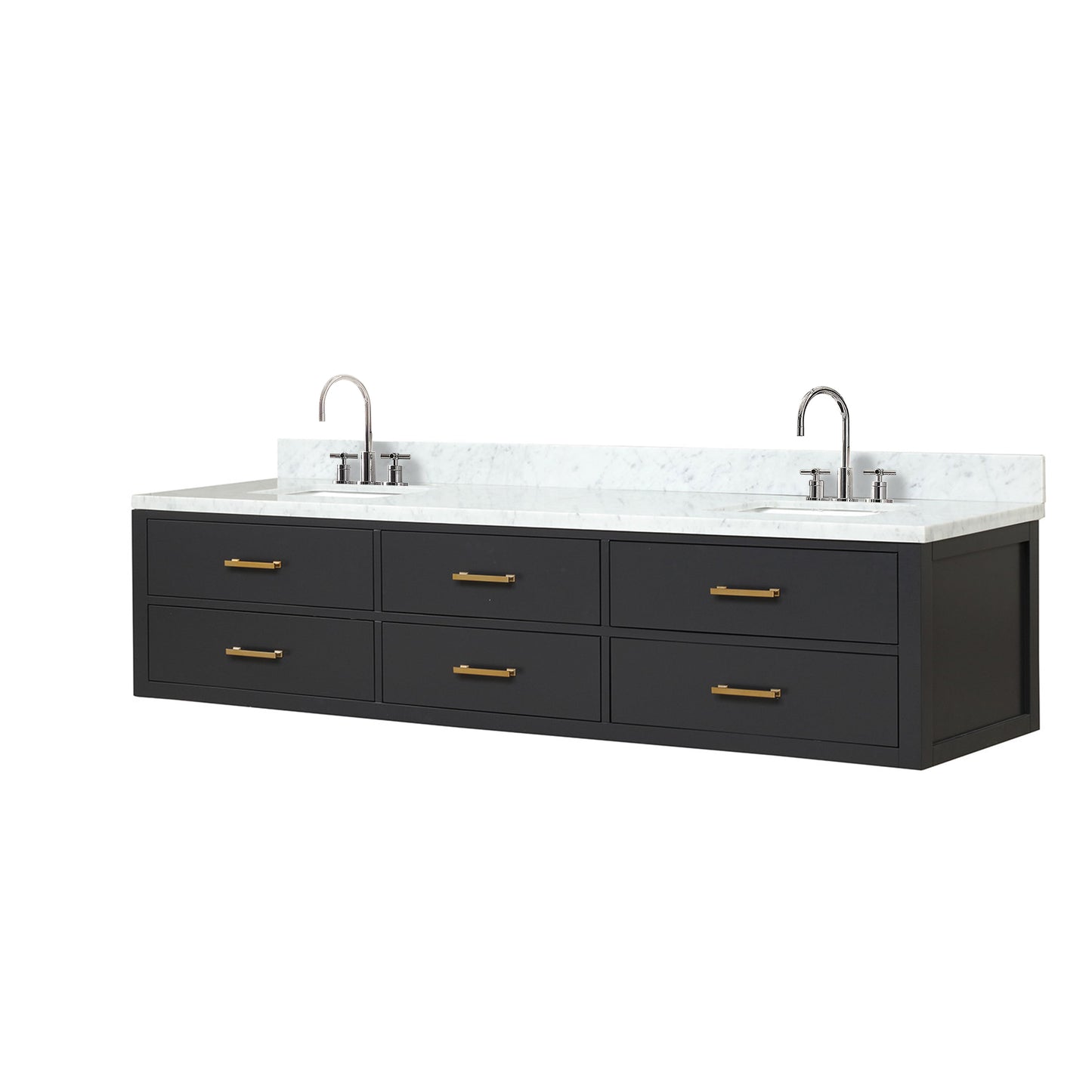 Castor 84 in W x 22 in D Black Double Bath Vanity