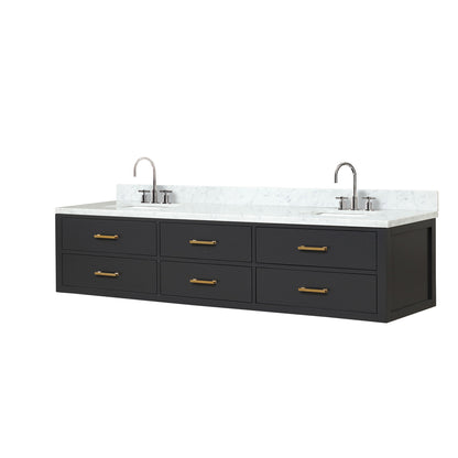 Castor 84 in W x 22 in D Black Double Bath Vanity