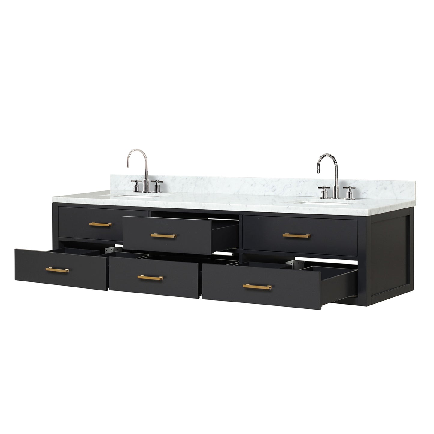 Castor 84 in W x 22 in D Black Double Bath Vanity