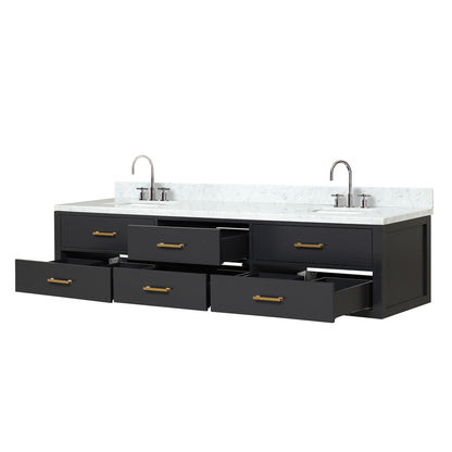 Castor 84 in W x 22 in D Black Double Bath Vanity