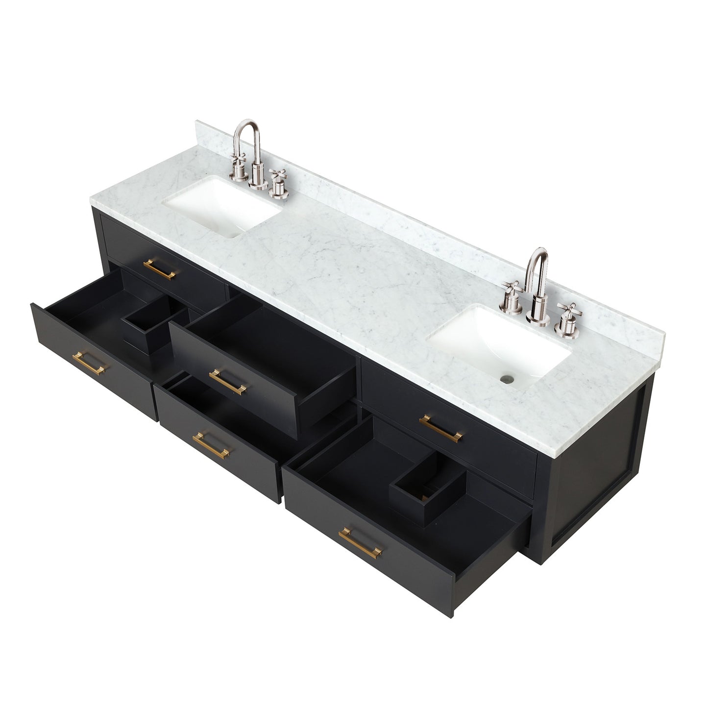 Castor 84 in W x 22 in D Black Double Bath Vanity