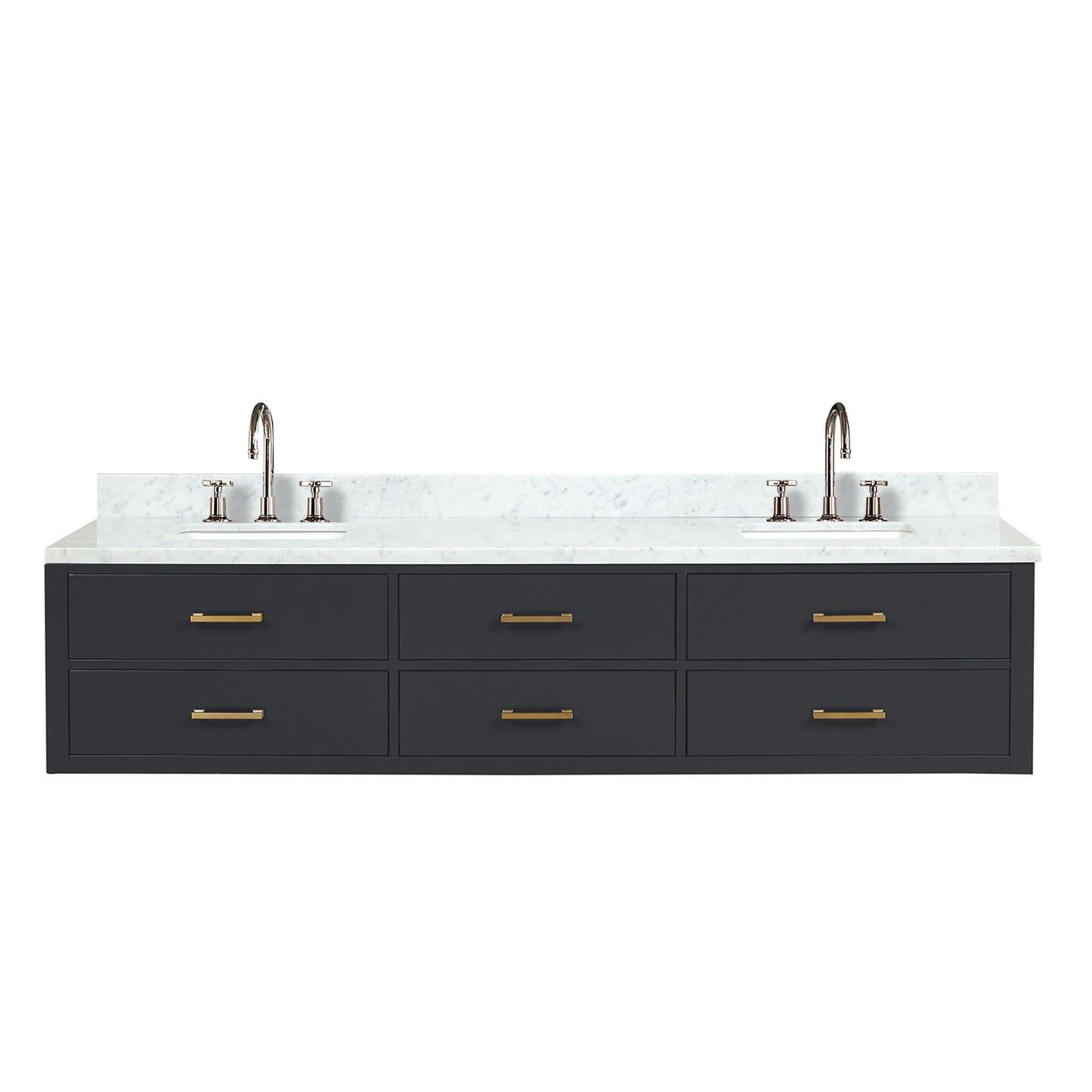Castor 84 in W x 22 in D Black Double Bath Vanity