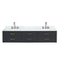 Castor 84 in W x 22 in D Black Double Bath Vanity