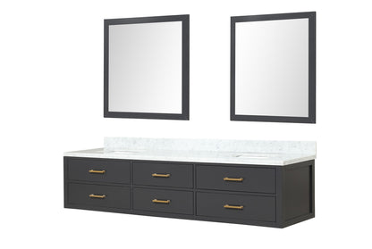 Castor 84 in W x 22 in D Black Double Bath Vanity