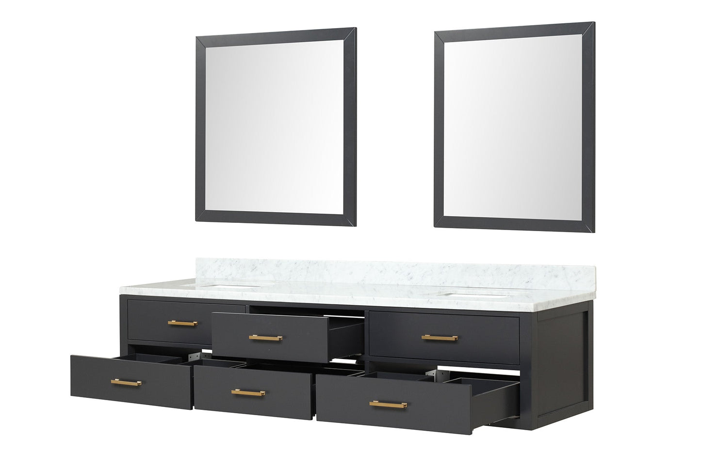 Castor 84 in W x 22 in D Black Double Bath Vanity