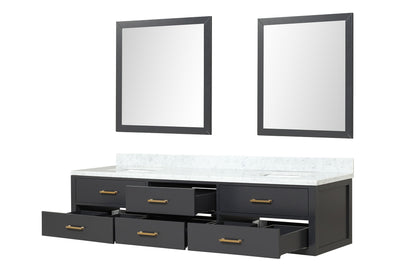 Castor 84 in W x 22 in D Black Double Bath Vanity