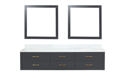 Castor 84 in W x 22 in D Black Double Bath Vanity
