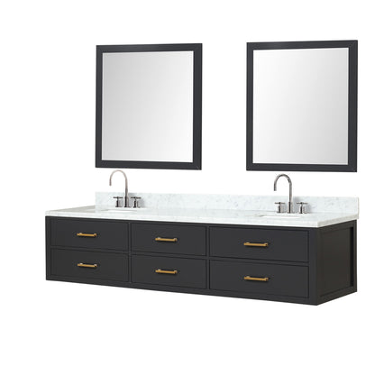 Castor 84 in W x 22 in D Black Double Bath Vanity