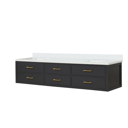 Castor 84 in W x 22 in D Black Double Bath Vanity